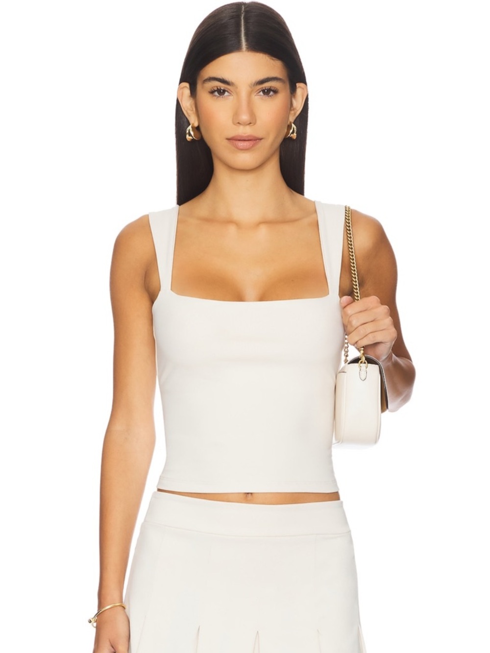Susana Monaco White Square-Neck Cropped Tank